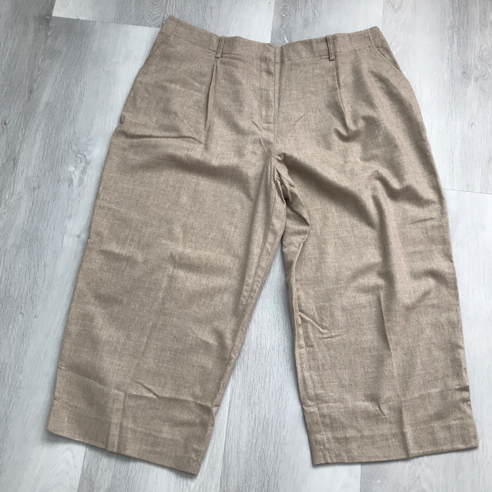 LAFAYETTE 148 VIRGIN WOOL PANT PLEATED FRONT WIDE LEG CROP POCKET 16